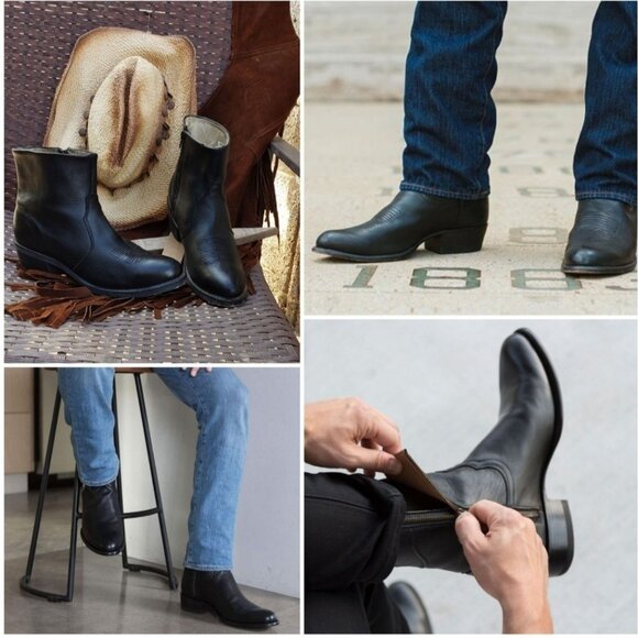 Durango TR820 Leather Biker Western Cowboy Ankle Boots Extra Wide Men's 9 EE - Picture 1 of 12